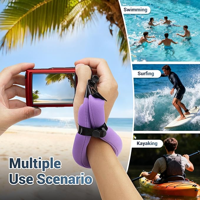 JJC Waterproof Camera Floating Wrist Strap for Olympus Tough TG-7 TG-6 TG-5 Kodak Pixpro WPZ2 Pentax WG-90 Fujifilm FinePix XP140 XP130 Nikon Coolpix W300 W150 Gopro Hero 13 12 11-Hot Pink