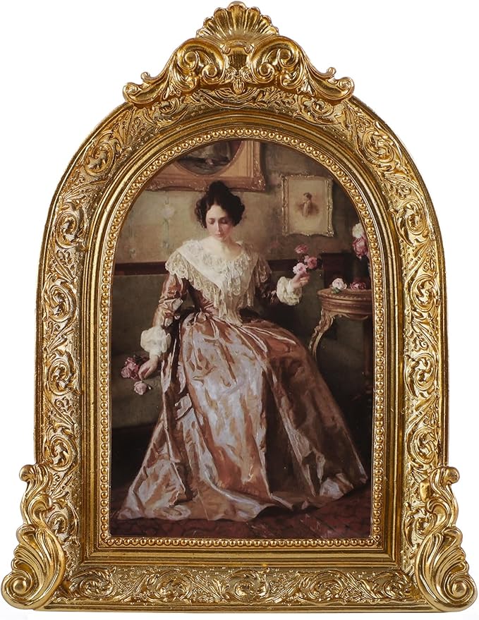 Vintage Picture Frames 4x6 Ornate Bronze Antique Picture Frames for Wall and Tabletop Vintage Photo Frame Victorian Home Decor Gallery Wall Decor in Arch Shape