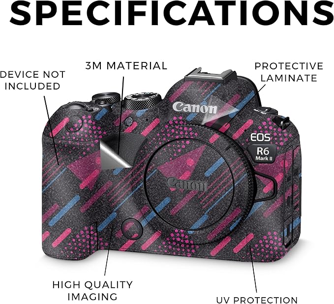 Glossy Glitter Camera Skin Compatible with Canon EOS R6 Mark II Camera (2022) - Magenta Rain - Premium 3M Vinyl Protective Wrap Decal Cover - Easy to Apply | Crafted in The USA by MightySkins