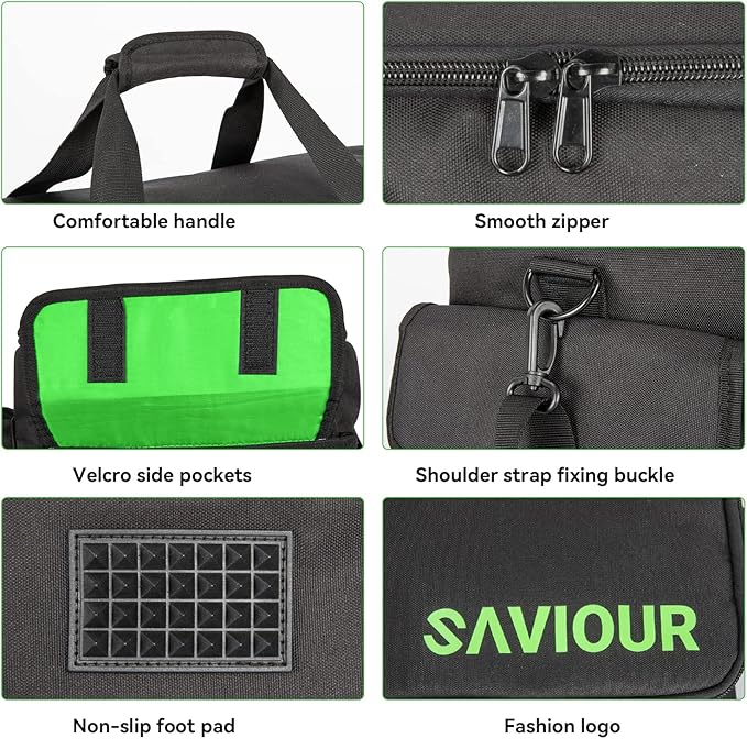 SAVIOUR DJ Cable File Bag, Detachable Padded Bottom and Adjustable Dividers, Stores Music, Audio, and Visual Cabling, Portable Travel Storage and Studio Organization (Green)