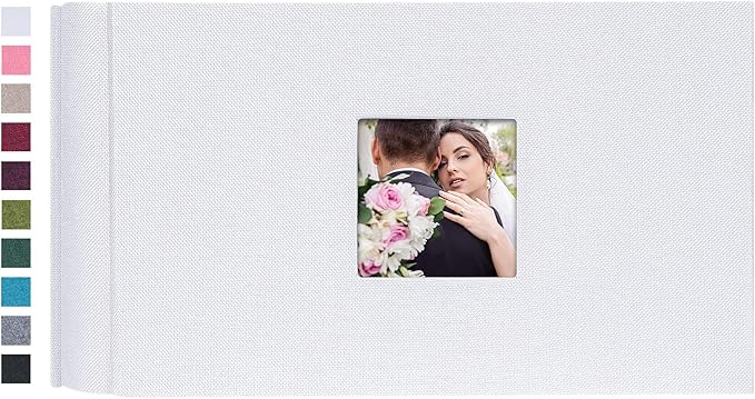 Mublalbum Small Photo Album 4x6 100 Photos Linen Cover Picture Book with Horizontal Pockets for Wedding Family Anniversary and Baby (White)