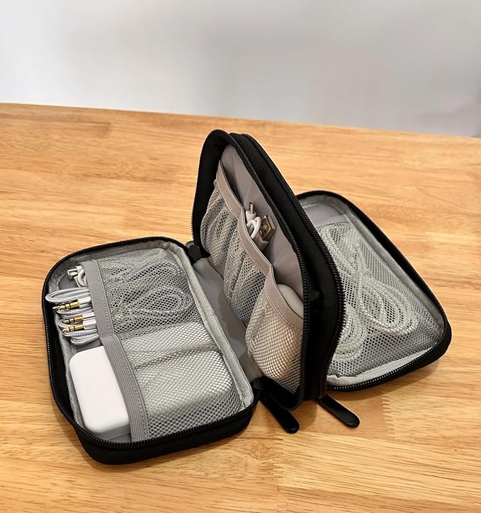 Travel Tech Carrying Pouch - Portable Electronics Organizer Travel Case, Portable Tech Organizer, All-in-One Storage Bag for Charging Cable (Small, Black, Small)