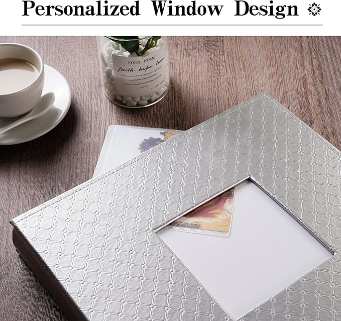 Mublalbum Small Photo Album 4x6 100 Photos Leather Cover Picture Book with Horizontal Pockets for Baby Wedding Anniversary and Family (Gray)