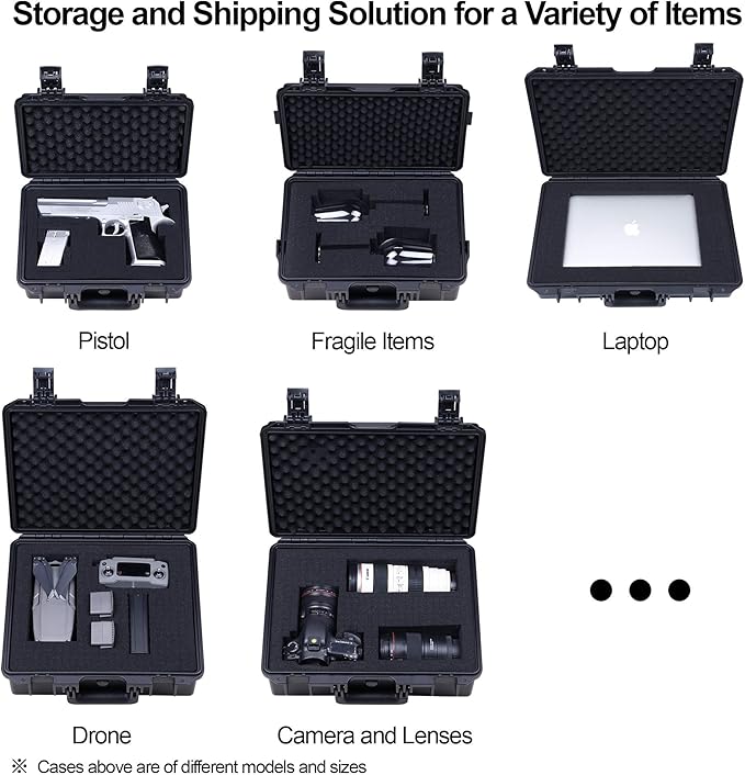 Lykus HC-3320 Waterproof Hard Case with Customizable Foam Insert, Interior Size 12.99x8.27x6.89 in, Suitable for camera,lens,drone,mic,flashlight,battery,electronics,tools,and more