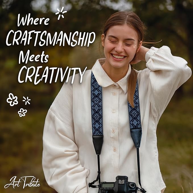 Art Tribute Camera Strap for All DSLR and Mirrorless Cameras. Add Your Name Or Initials Make It a Personalized Gift