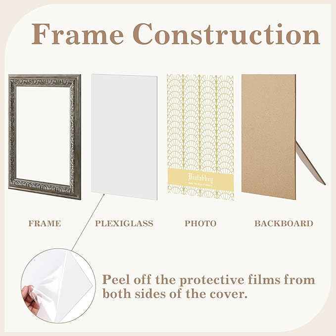 VIOLABBEY 12x18 Picture Frame Sliver, Vintage Photo Frames Ornate without Mat for Wall Hanging