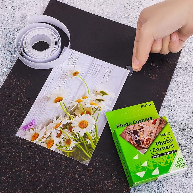 Aneco 3 Pack Transparent Photo Corners Clear Picture Mounting Corner Stickers for DIY Album, Scrapbook, Journal, 500 Pieces/Pack