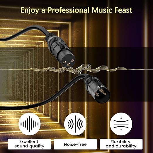 XLR Microphone Cable 100FT 4 Pack, Gold-Plated 3 Pin XLR Male to Female Balanced Mic Audio Cord, AL & OFC Dual Shielded Patch Cable for Speaker, Podcast, Mixer, Amplifier, Recording
