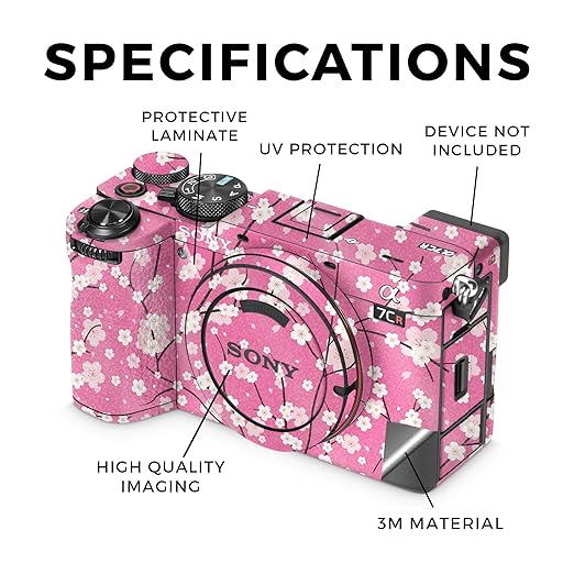 Glossy Glitter Camera Skin Compatible with Sony Alpha 7CR Camera (2023) - Sakura Pink - Premium 3M Vinyl Protective Wrap Decal Cover - Easy to Apply | Crafted in The USA by MightySkins