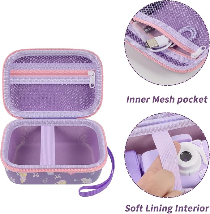 ANKHOH Kids Camera Case for Goopow/for Mgaolo/for CIMELR/for Seckton/for OZMI/for Dylanto Digital Camera Toys and Video Camcorder Storage Holder Organizer -Purple(Box only)