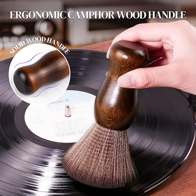 Vinyl Record Cleaning Brush - Anti Static Dust Wooden Vinyl Cleaner Brush - Record Player Accessories