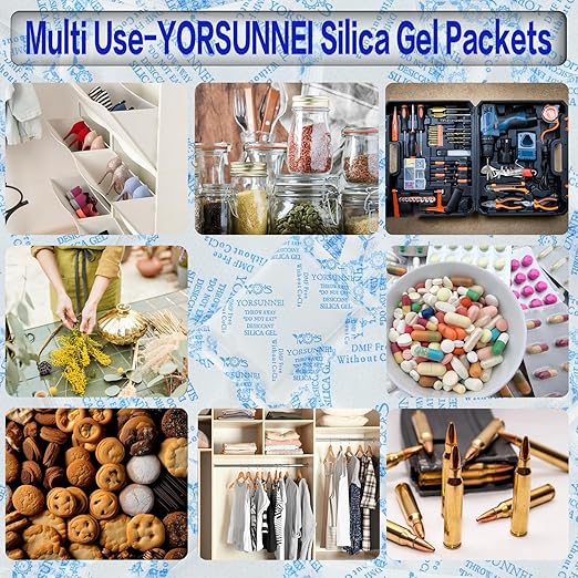 Silica Gel Packets, 5 Gram Desiccants Packs, Moisture Absorbers, Food Grade Silica Gel Desiccant for Storage, Silica Packets for Moisture Control[200 Packs]