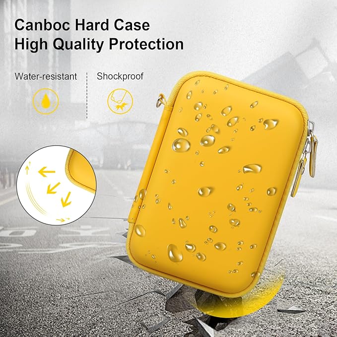 Canboc Carrying Case for KODAK Mini 2 Retro 4PASS Portable Photo Printer/KODAK Mini Shot 2 Retro 4PASS 2-in-1 Instant Digital Camera, Mesh Bag fits Photo Paper and Cable, Yellow