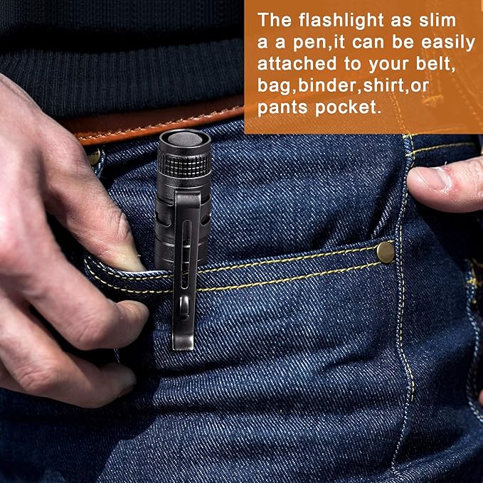 Honoson 6 Pieces Mini LED Pen Flashlight Bulk Small Pocket Flashlight 3.5 Inch, 5.24 Inch Aluminum Handheld Penlight with Clip for Inspection Camping Emergency Diary Lighting