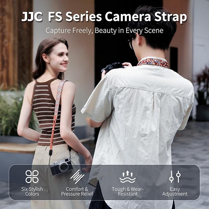 JJC Camera Neck Strap with Quick Release, 47-63" Adjustable Shoulder Sling Strap for Canon EOS R100 R50V R50 R6 Sony A7 V A7 IV A7R V A7C II Fujifilm X half X-E5 X-M5 X-T50 X-T30 III II - WarmWoven