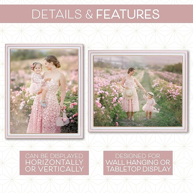 Sheffield Home Tabletop Picture Frame – Iron Enamel Decorative Display Frame for Home or Office, 5x7 Inch, Light Pink