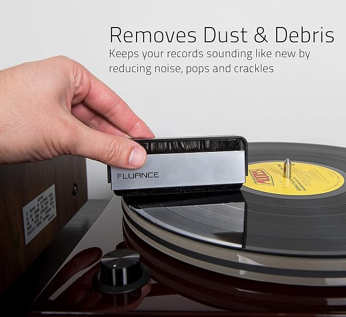 Fluance Vinyl Record & Stylus Cleaning Kit with 2-in-1 Anti-Static Carbon Fiber & Soft Velvet LP Brush and Stylus Brush (VB52)