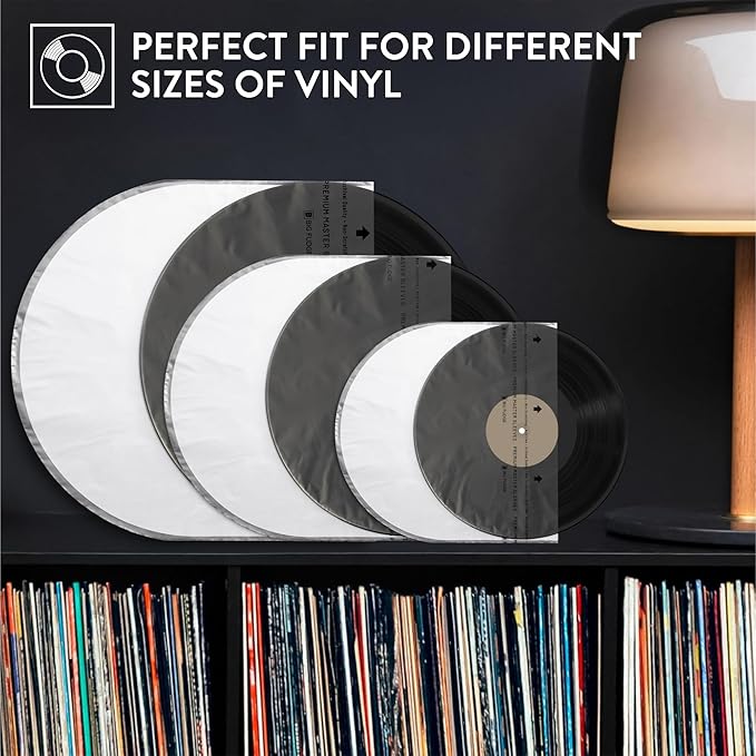 Big Fudge 12" Vinyl Record Sleeves - Round Bottom Inner Sleeves 50 Pack - Anti Static Rice Paper Acid Free Vinyl Covers - Accessories Protect LP Albums from Dust, Dirt & Scratches