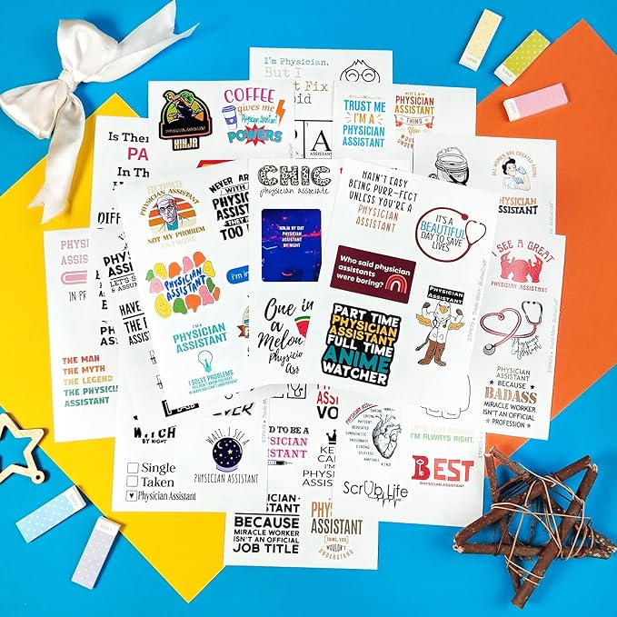 BulbaCraft 100Pcs Physician Assistant Laptop Stickers, PA Stickers, PA Week Gifts, Physician Assistant Student Presents, Gifts for Women & Men