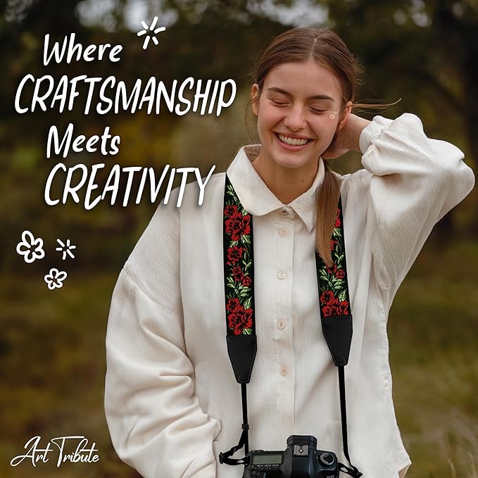 Art Tribute Camera Strap for All DSLR and Mirrorless Cameras. Add Your Name Or Initials Make It a Personalized Gift