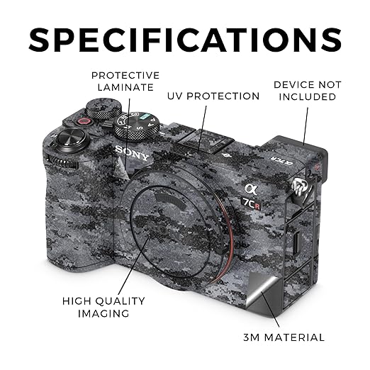 Glossy Glitter Camera Skin Compatible with Sony Alpha 7CR Camera (2023) - Digital Camo - Premium 3M Vinyl Protective Wrap Decal Cover - Easy to Apply | Crafted in The USA by MightySkins
