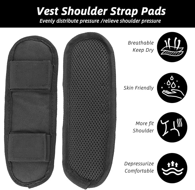2 Pcs Black Shoulder Strap Pad,Universal Extra Thick Replacement Shoulder Strap Pad, Removable Fastener Cushions for Backpack Satchel Guitar Strap,Black Ergonomic Design for Comfortable Carrying