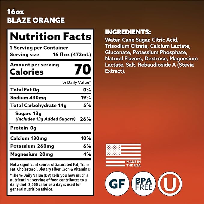 HOIST Premium Military Hydration Electrolyte Drink, Powerful IV-Level Hydration, Clinically Proven Dye Free Performance Drink, Blaze Orange, 16 Fl Oz (Pack of 12)