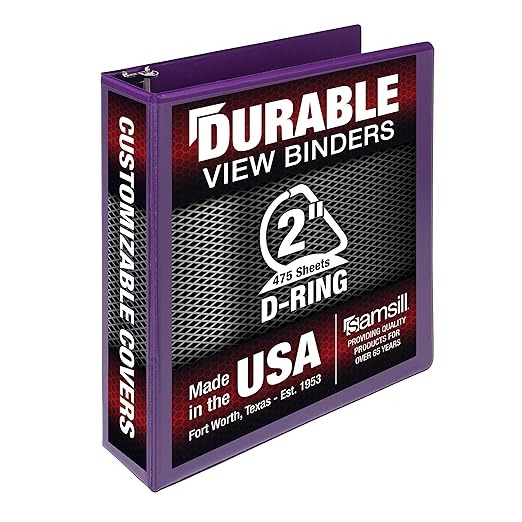 Samsill Durable 2 inch 3 Ring Binder, Made in USA, D Ring Binder, FSC 100% Recycled Chipboard, Purple