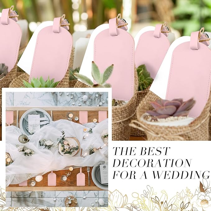 Amylove 48 Sets Leather Luggage Tags Bulk Wedding Favors Luggage Tags for Guests Bridal Gifts Wedding Bridal Shower Gift PU Leather with Name ID Card Tag for Guests