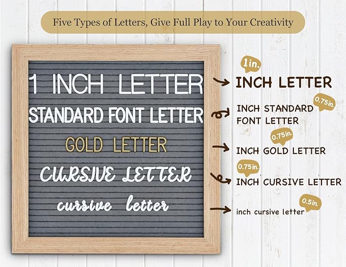 Grey Changeable Felt Letter Board, 10x10 Inch, 725 Pre-Cut & Sorted Letters, First Day of School, Classroom Decor, Message Sign