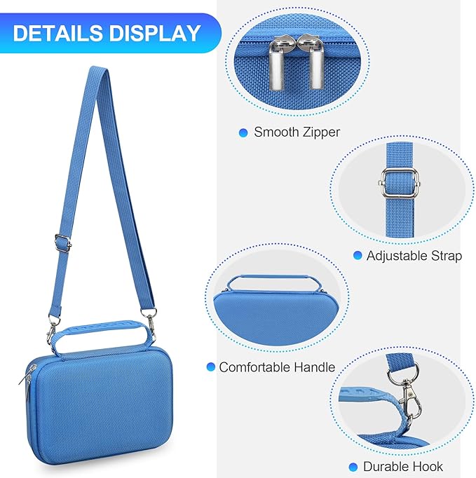 BOVKE Carrying Case for Canon G7X Mark III Mark II, PowerShot SX740 SX730, Sony ZV-1 II/ZV-1F Compact 4K Vlogging Digital Camera Travel Storage Bag for Tripod Microphone Cameras Accessory, Blue