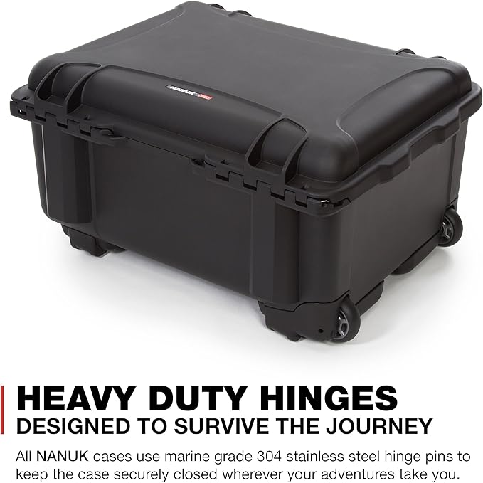 NANUK 950 Waterproof Hard Case with Wheels and Padded Divider - Black
