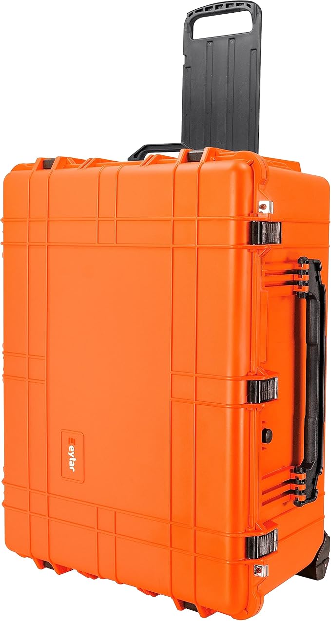 Eylar 31.5" X-Large Protective Roller Hard Case for Cameras, Drones, Tools, and AV Equipment with IP67 Waterproof, Shock Resistant, and Customizable Foam Inserts (Orange)