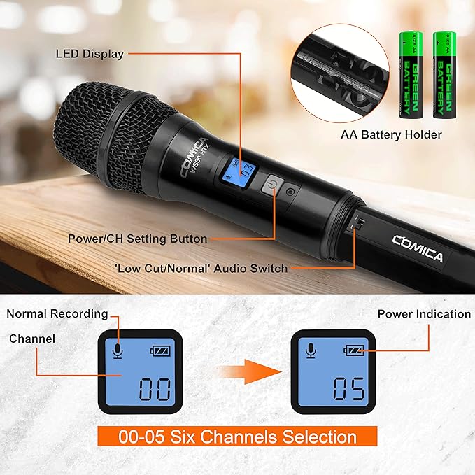 Wireless Microphone for Smartphone, Comica CVM-WS50(H) Handheld Microphone for iPhone/Android Phones Interview, Professional Recording Mic for Sing Video Vlog YouTube TikTok Facebook Livestream