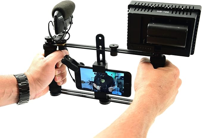 Glide Gear DM100 All Metal Professional Smartphone iPhone Mount Video Teleprompter Adapter Holder Shooter Camera Rig Phone Video-Maker Film-Maker Videographer for All Smartphones