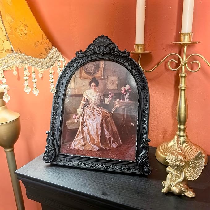 Vintage Picture Frames 8x10 Ornate Black Antique Picture Frames for Wall and Tabletop Vintage Photo Frame Victorian Home Decor Gallery Wall Decor in Arch Shape