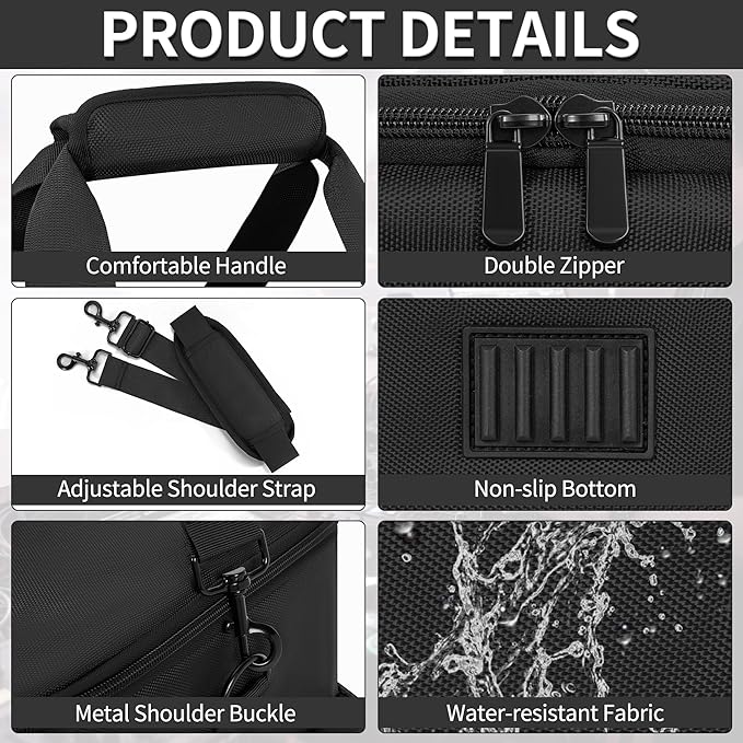 Cable File Bag With Adjustable Dividers Dj Gig Bag for Cables, Cords,DJ Gear,Sound Instrument and Accessories 16L x 11W x 12H inch Black