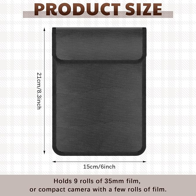 Cosblank 2 Pieces 711-11b Filmguard Bag Waterproof Storage Carrying Case Xray Proof Bags Film X-Ray Protector Radiation-resistant Bag for Photographers Tourists Travelers, Black, Small