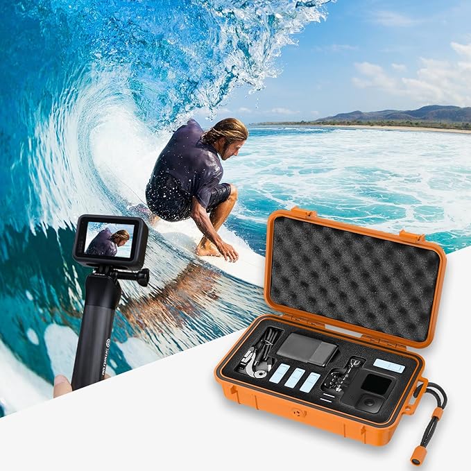 Smatree Waterproof Hard Compact Case Compatible for Gopro Hero 13/12/11/10/9/8/7/6/5/2018/AKASO Brave 7 LE/DJI Osmo Action 5 Pro/4, Portable,Shock,Durable(Camera and Accessories NOT Included)(Yellow)