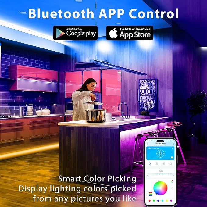 DAYBETTER Led Strip Lights 200 ft (2 Rolls of 100ft) Smart Led Light Strips with Remote and App Control, RGB Music Sync Color Changing Led Lights for Bedroom, Kitchen, Party, Home Decor