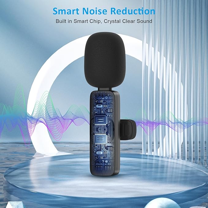 MAYBESTA Wireless Mini Microphone for iPhone Android Phone: Lavalier Lapel Recording Mic for Tiktok YouTube Podcast Interview(Dark Black)