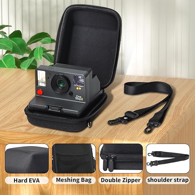 Kuprusar Camera Case for Polaroid OneStep 2VF/Now+ Camera, Hard Carrying Case Protective EVA Storage Bag for One Step+/Now/Now+ Plus 2nd I-Type Instant Film Camera with Shoulder Strap