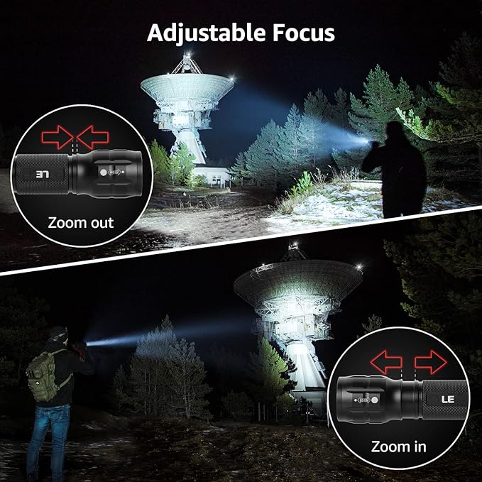 Lighting EVER LED Flashlights High Lumens, Small Flashlight, Waterproof, Adjustable Focus Flash Light for Outdoor, Emergency, AAA Batteries Included, Tactical & Camping Accessories