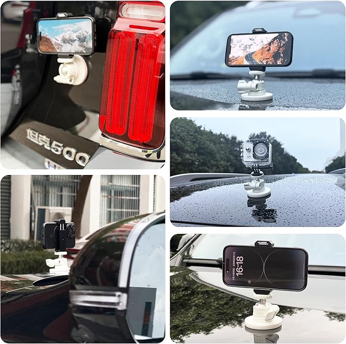 ULIBERMAGNET White Magnetic Camera Mount, Strong Magnetic Mount with 360° Rotation Ball Head, Security Camera Holder with 1/4 inch Thread for GoPro,DJI OSMO Action