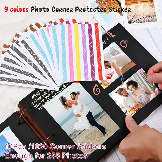 Giiffu Wooden Scrapbook Album for Travel Memories, DIY Photo Scrapbooking Book with Accessories, 100 Pages Personalized Adventure Memory Journal, Gift for Graduation, Birthday & Couples