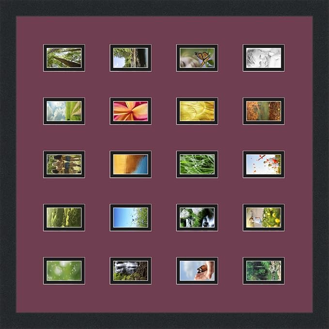 Art to Frames Double-Multimat-398-815/89-FRBW26079 Collage Photo Frame Double Mat with 20-2x3 Openings and Satin Black Frame