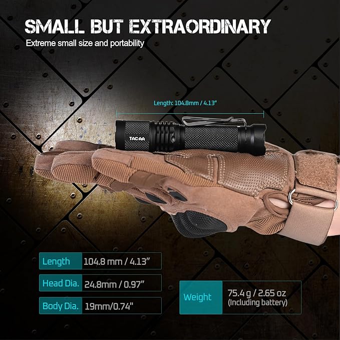 ACEBEAM TAC AA 2.0 Longest-Range AA Flashlight 280 Meters, 1000 High Lumens Tactical EDC Flashlight Rechargeable, 6 Modes Pocket LED Flashlight, Super Bright Small Mini Flashlight for Camping, Home