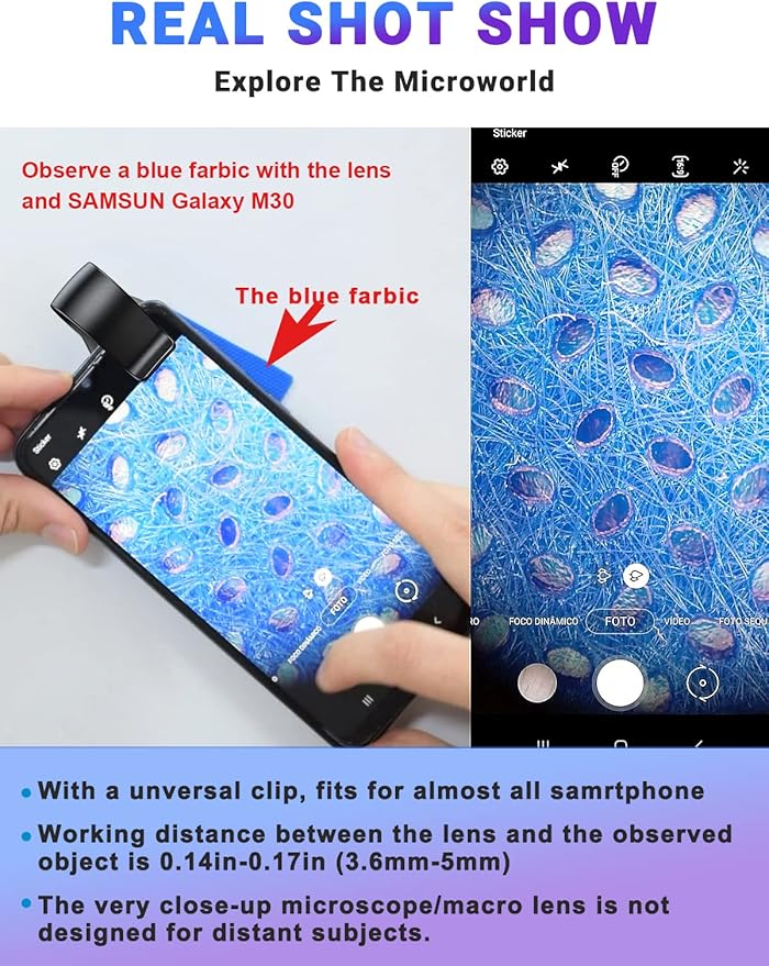 APEXEL Nano Zoom 100x Phone Micro Lens with LED Light for Smartphone - Pocket Microscope & Camera Lens Attachment
