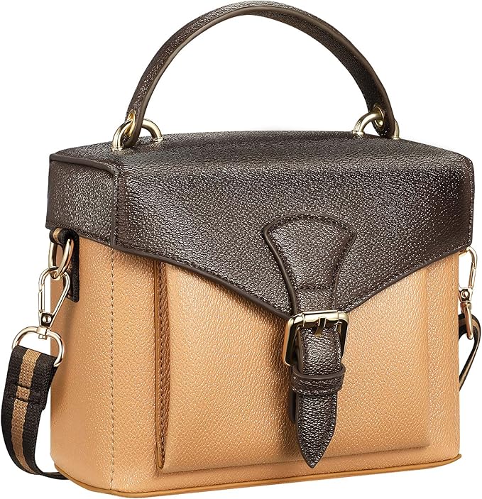 FINPAC Protective Case Leather Crossbody Handbag for Fujifilm Instax Mini 12/11/9/8+/8/90/70/40/26+/25/7s/Mini LiPlay/Square SQ1/SQ6/SQ40 Polaroid PIC-300 Instant Camera with Film Pack Pocket, Brown