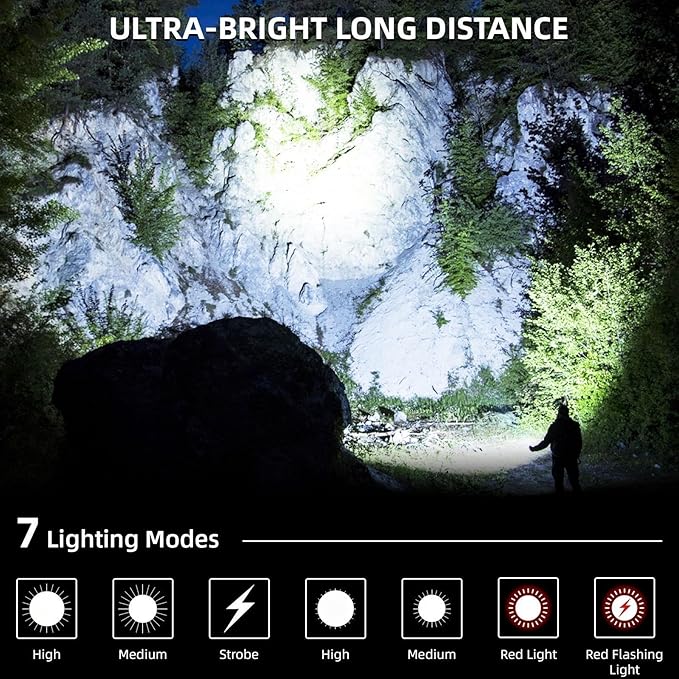 Rechargeable LED Flashlight, Super Bright 99,000 High Lumens Flashlight, 7 Modes,COB Side Light & Powerful IPX7 Waterproof Flashlight, Brightest Flash Light for Home, Camping,Hiking